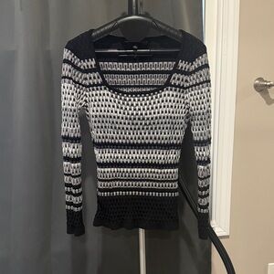 White House Black Market Black and White Knit Top